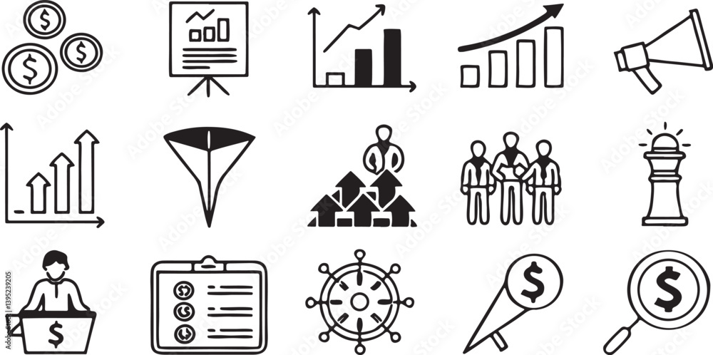 Poster black vector icons set for business web design