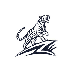 Leaping Snow Leopard Logo Mountain Cat Illustration for Branding