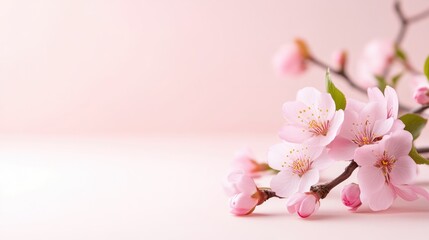 Delicate Pink Blossoms on Pastel Background (1)