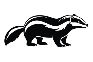 Stylized Badger Silhouette with Distinct White Stripes 