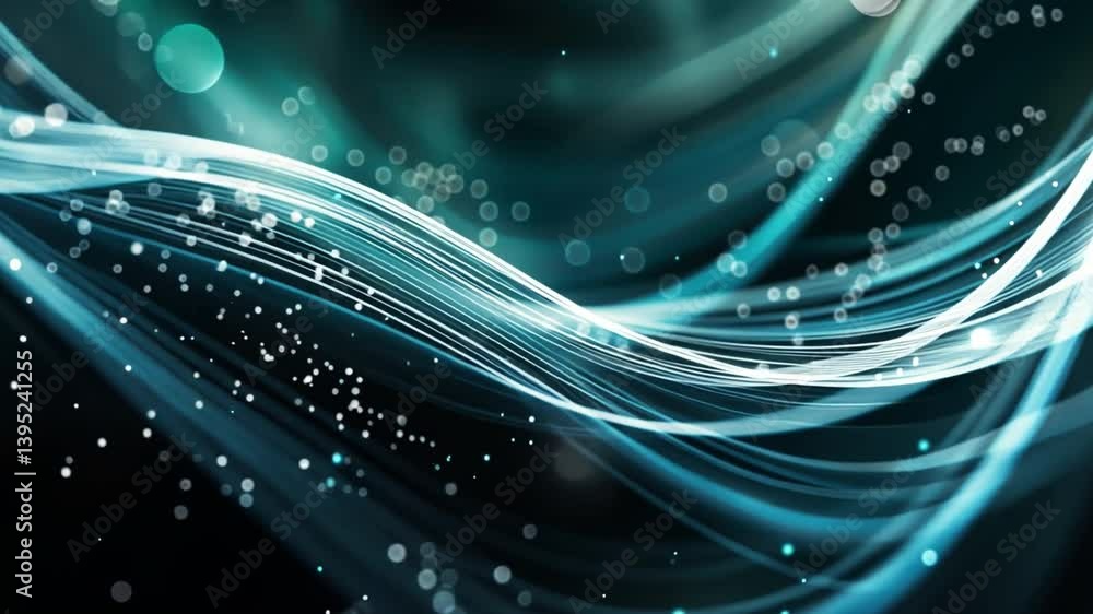 Poster mesmerizing abstract background with flowing lines and sparkling particles, creating sense of moveme