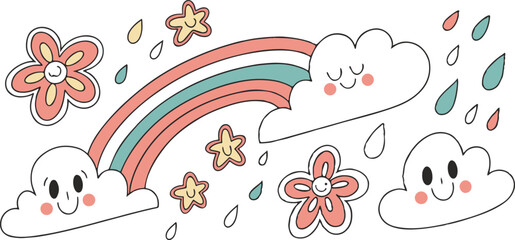 Cartoon kids seamless pattern