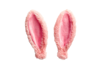 Cute pink furry bunny ears isolated on transparent background