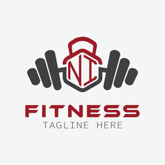 Fototapeta premium initial monogram for Fitness logo with Polygon style design