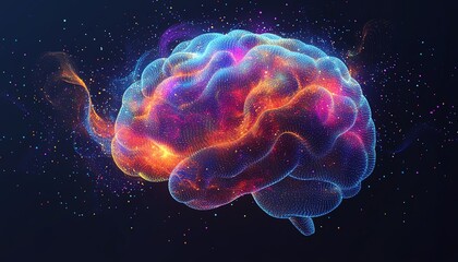 Abstract glowing brain, neural network, mind power.
