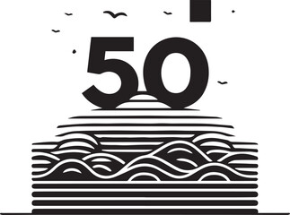 Minimalist Microsoft 50th Anniversary Artwork – Monochrome Design with Accent Color
