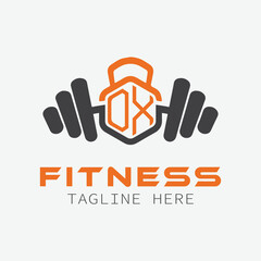 initial monogram for Fitness logo with Polygon style design