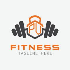 initial monogram for Fitness logo with Polygon style design