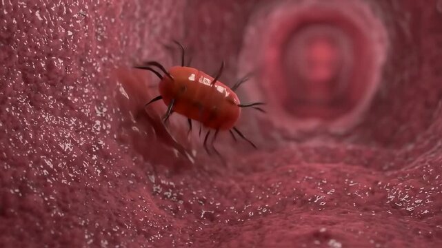 3D animation parasite inside the human body