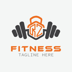 initial monogram for Fitness logo with Polygon style design