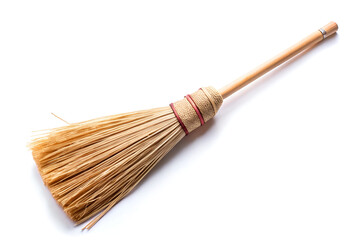 straw broom cleaning tool white