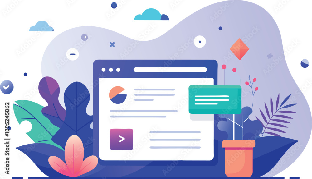 Poster modern website interface illustration and displays a customizable interface