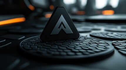 Modern, abstract logo design on a futuristic platform