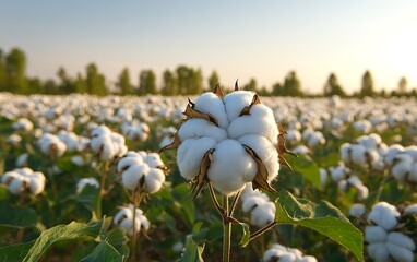 Cotton Bolls Field Sunset