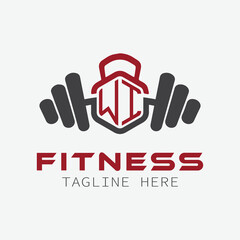 initial monogram for Fitness logo with Polygon style design