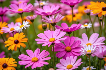 Fototapeta premium field full of colorful flowers in the grass1