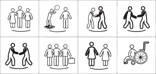 Fototapeta premium People silhouettes vector set icons family love