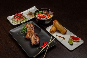A set of Japanese dishes on the table