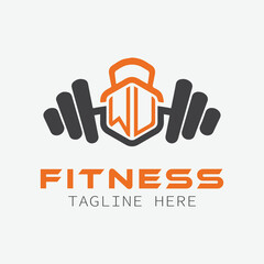 initial monogram for Fitness logo with Polygon style design