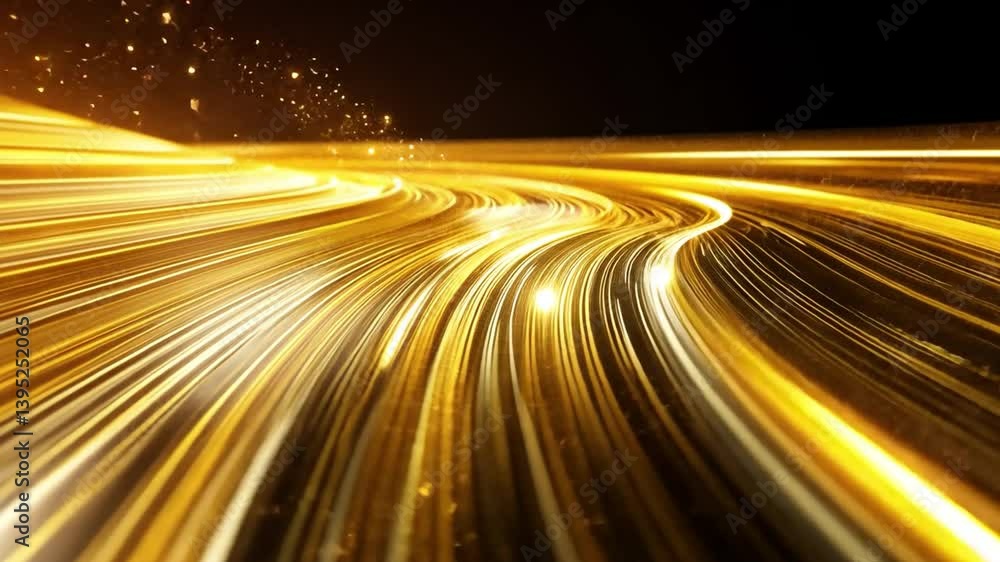 Aufkleber abstract light trails in golden and silver hues create mesmerizing pattern, evoking motion and energ