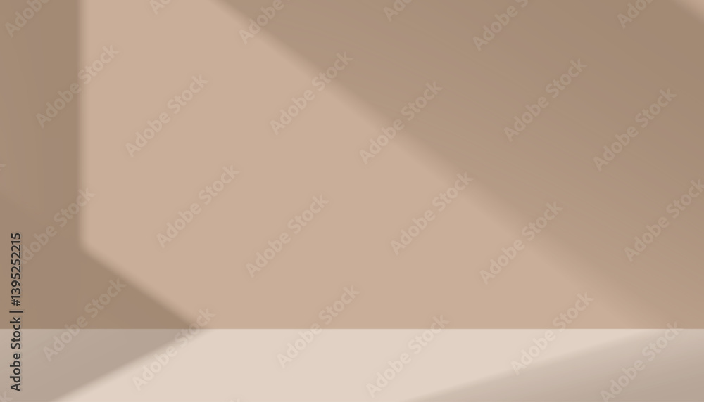 Poster brown background,blur gardeint light,shadow on wall studio background for product display,beige back
