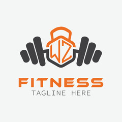 initial monogram for Fitness logo with Polygon style design