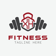 initial monogram for Fitness logo with Polygon style design