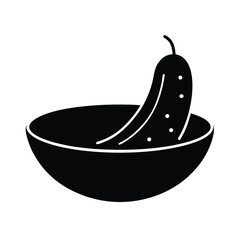 Fresh Vegetable Cucumber Silhouette vector art illustration