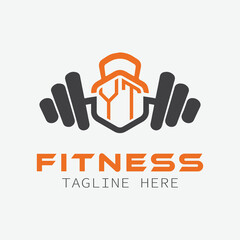 initial monogram for Fitness logo with Polygon style design