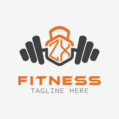 initial monogram for Fitness logo with Polygon style design