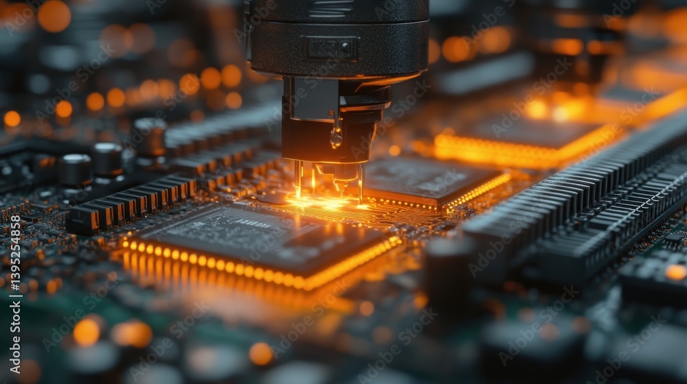 Aufkleber high-tech microchip manufacturing: precision automation in action