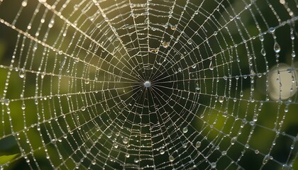 Dew-Kissed Spiderweb: Nature's Intricate Masterpiece in Macro Photography