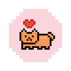 Obraz premium Cute pixel cartoon 8bit character orange cat kitty decoration cat 8 bit ginger cat kitten game character png vector.