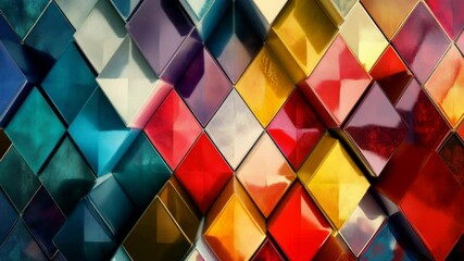 Colorful 3D diamond pattern with glossy surfaces and geometric depth, ideal for modern art, abstract backgrounds, digital decor, and creative design visuals.

 - Powered by Adobe