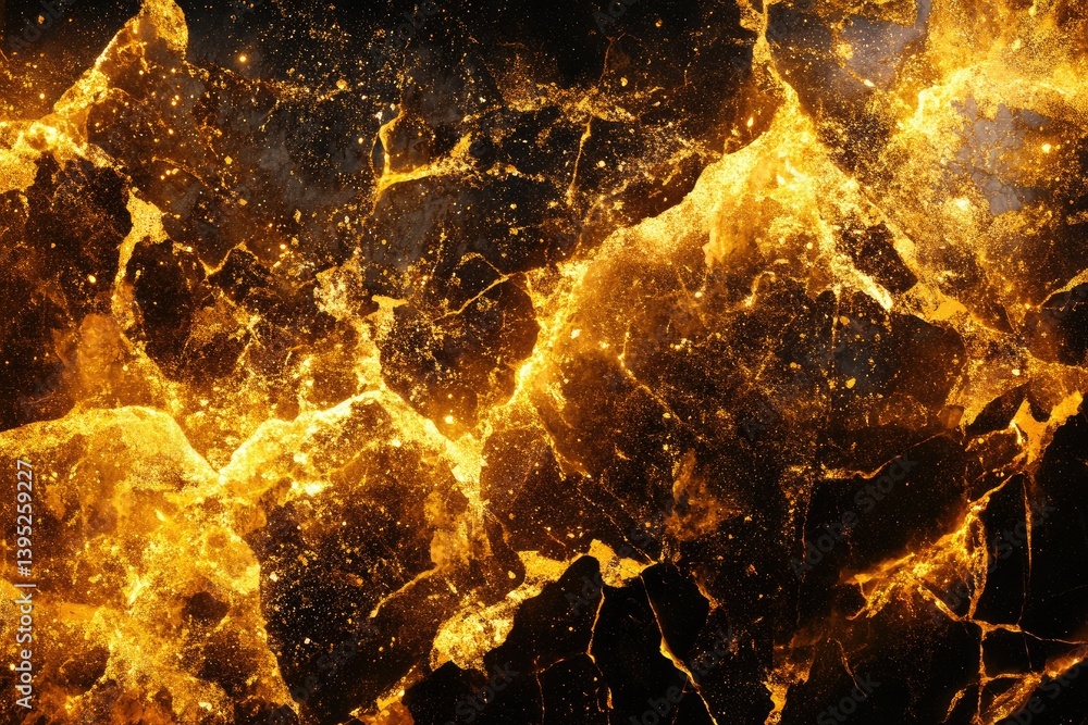 Poster abstract gold texture design on dark background with crack patterns