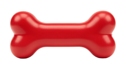 Bright red dog bone toy isolated on a clean background, ideal for pet playtime and training
