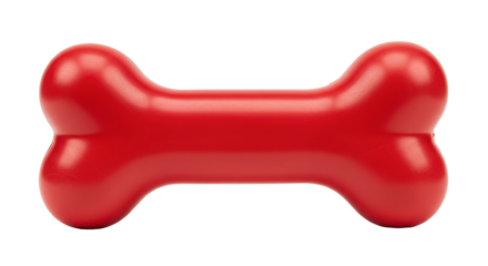 Bright red dog bone toy isolated on a clean background, ideal for pet playtime and training
