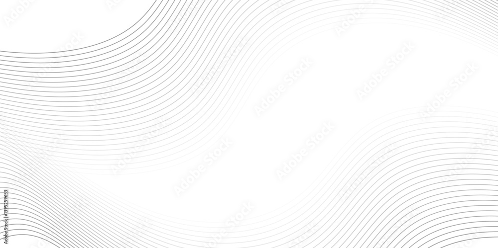Wall mural gray wave curve lines banner background design. digital frequency track equalizer. stylized line art