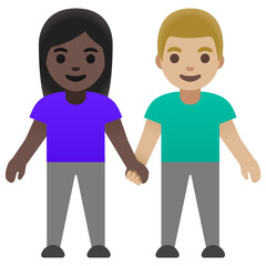 Woman and Man Holding Hands Emoji (Dark and Light Skin Tones)