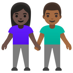 Woman and Man Holding Hands Emoji (Dark and Medium-Dark Skin Tones)
