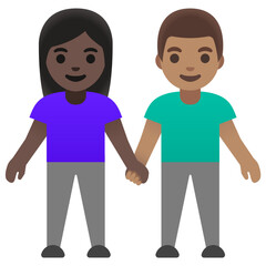 Woman and Man Holding Hands Emoji (Dark and Medium Skin Tones)
