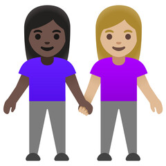 Women Holding Hands Emoji (Dark and Light Skin Tones)
