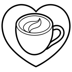 Stylish Coffee Love Symbol Line Art