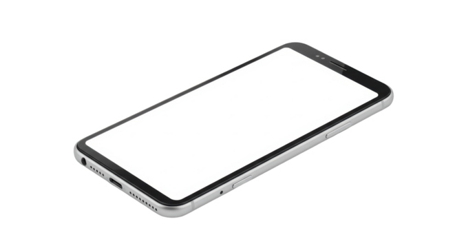 Modern smartphone on a clean surface, showcasing sleek design and blank screen