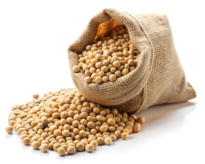 soybeans sack bag pour white