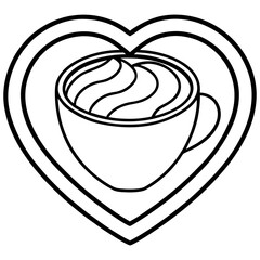 Stylish Coffee Love Symbol Line Art