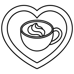 Stylish Coffee Love Symbol Line Art