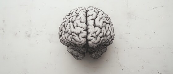 Handdrawn human brain on a white background, symbolizing cognitive intelligence, learning, and mental processes, minimalist conceptual artwork