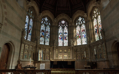 Architecture interior of Parish Church of St John the Baptist, Windsor, use it as your Wallpaper, Poster and Copy space, Selective focus.