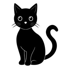 vector illustration of a cute black cat